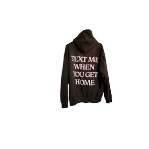 Lonely Ghost Hoodie Mens Large Brown Text Me When You Get Home Sweatshirt Hoodie